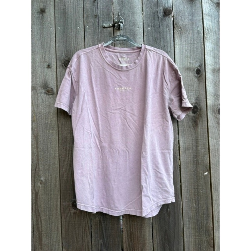 YoungLA MMXIV Mens Basic Tee Mauve Purple Cotton Curved Hem Shirt Large